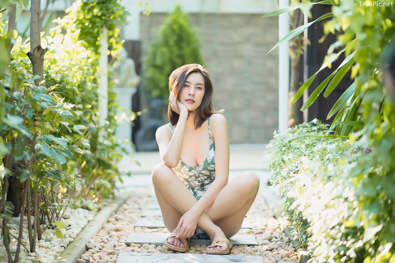 Thailand hot model MIldd Thanyarath Sriudomloert - Green monokini swimsuit - Picture 23