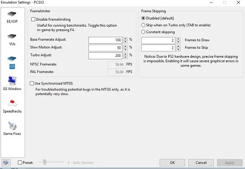 GS PCSX2 best settings