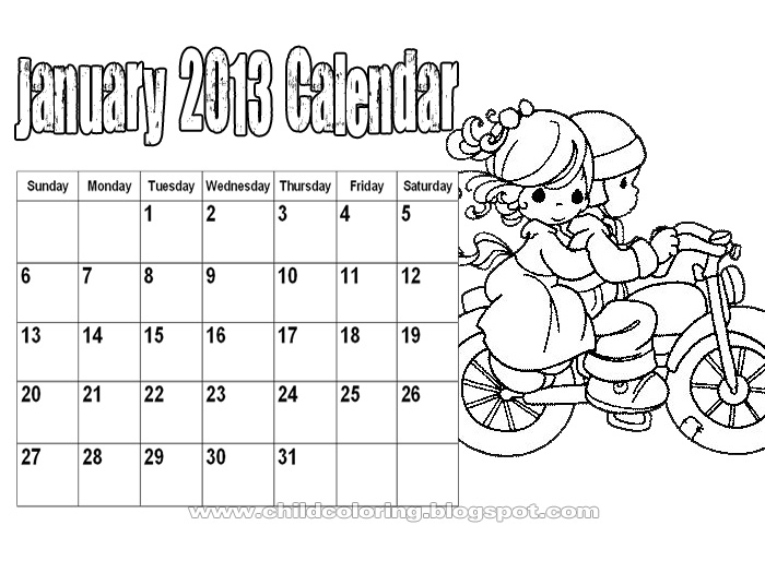 january calendar coloring pages - photo #27