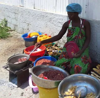 Roadside food vendor in Yaounde Cameroon