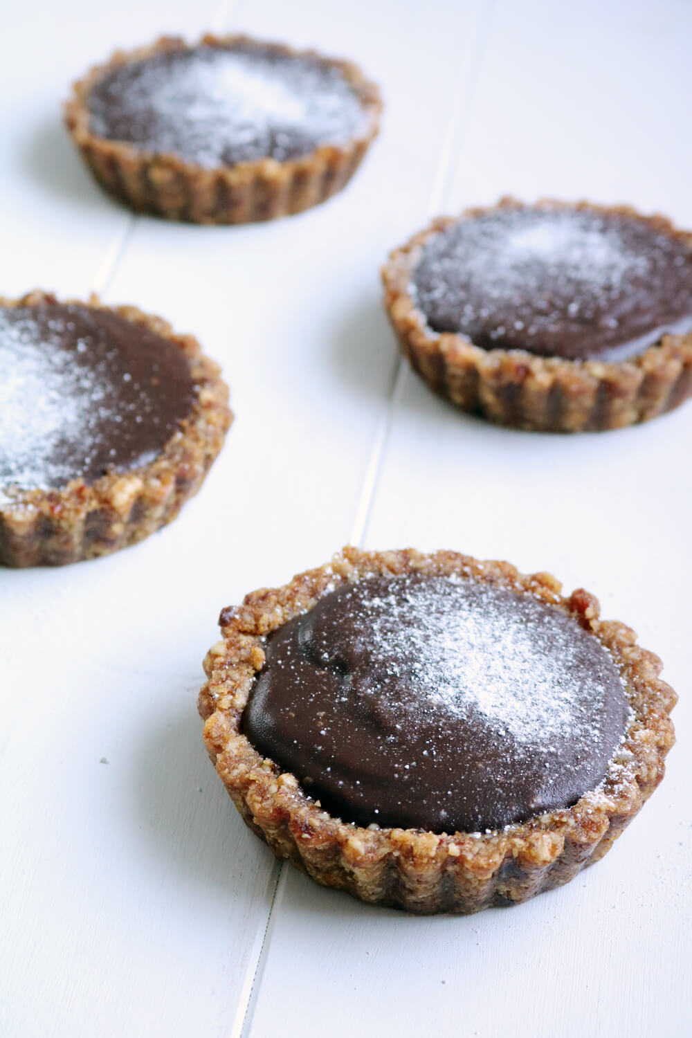Mini Chocolate Tarts with Raw Date and Nut Crust (GF) Take Some Whisks