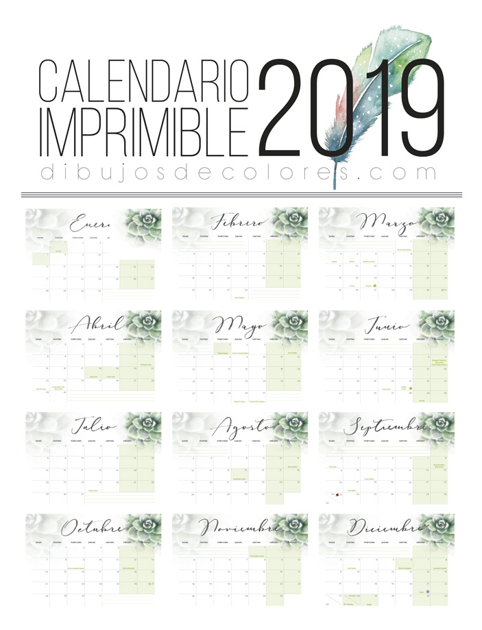 Free printable calendar 2019