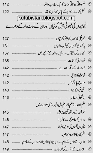 Contents of Tilismi Aur Jinnati Phandey Pdf Urdu Book