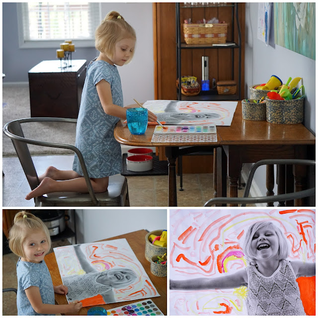 Stella Adding Color to Her Portrait