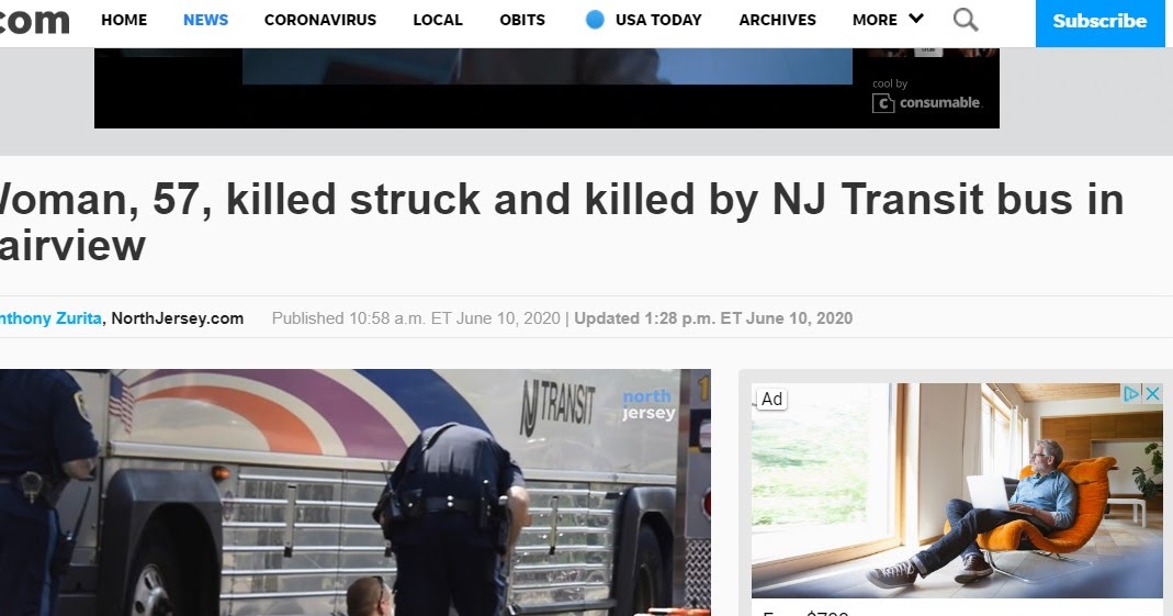 Breaking News NJ Transit Bus Driver Kills AgainWoman killed after