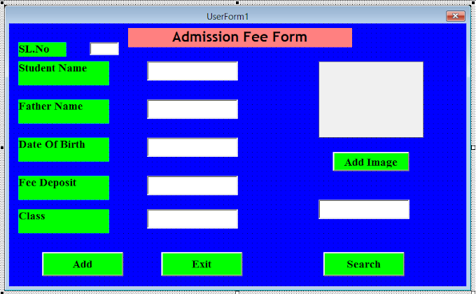 Userform in excel make school admission fee form in Hindi | Learn Vba Function |