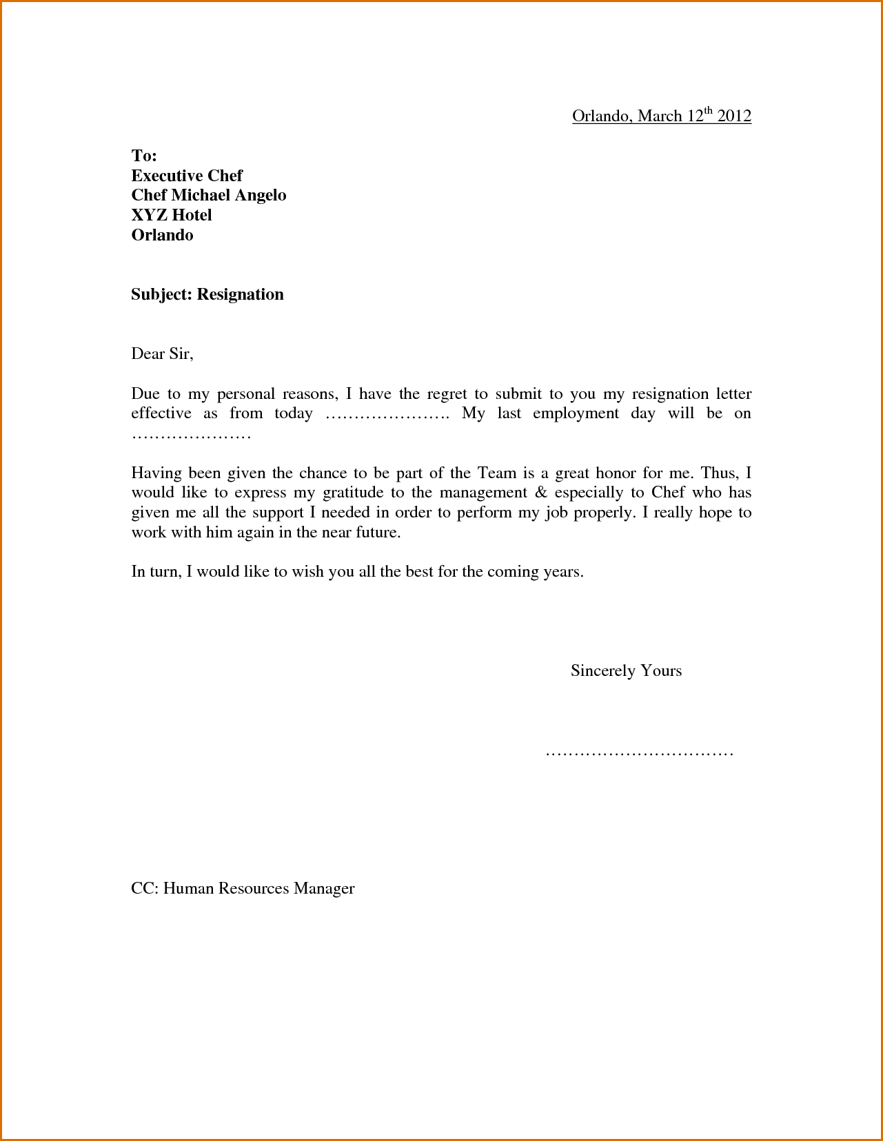 Resignation Letter Reason For Leaving Certificate Letter