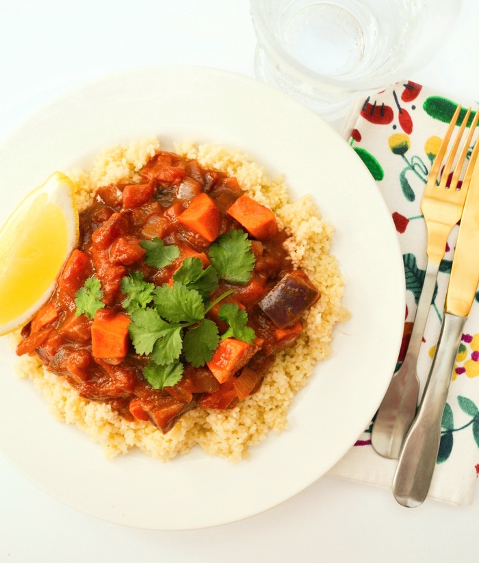 Aubergine, Sweet Potato & Metis (Plum) Tagine Tinned Tomatoes