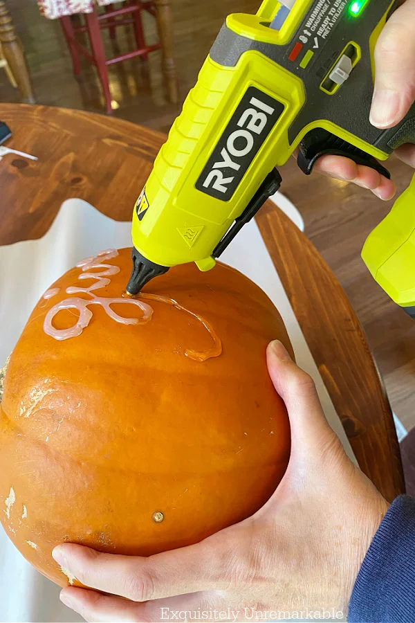 Ryobi Glue Gun Adding Words To Pumpkin