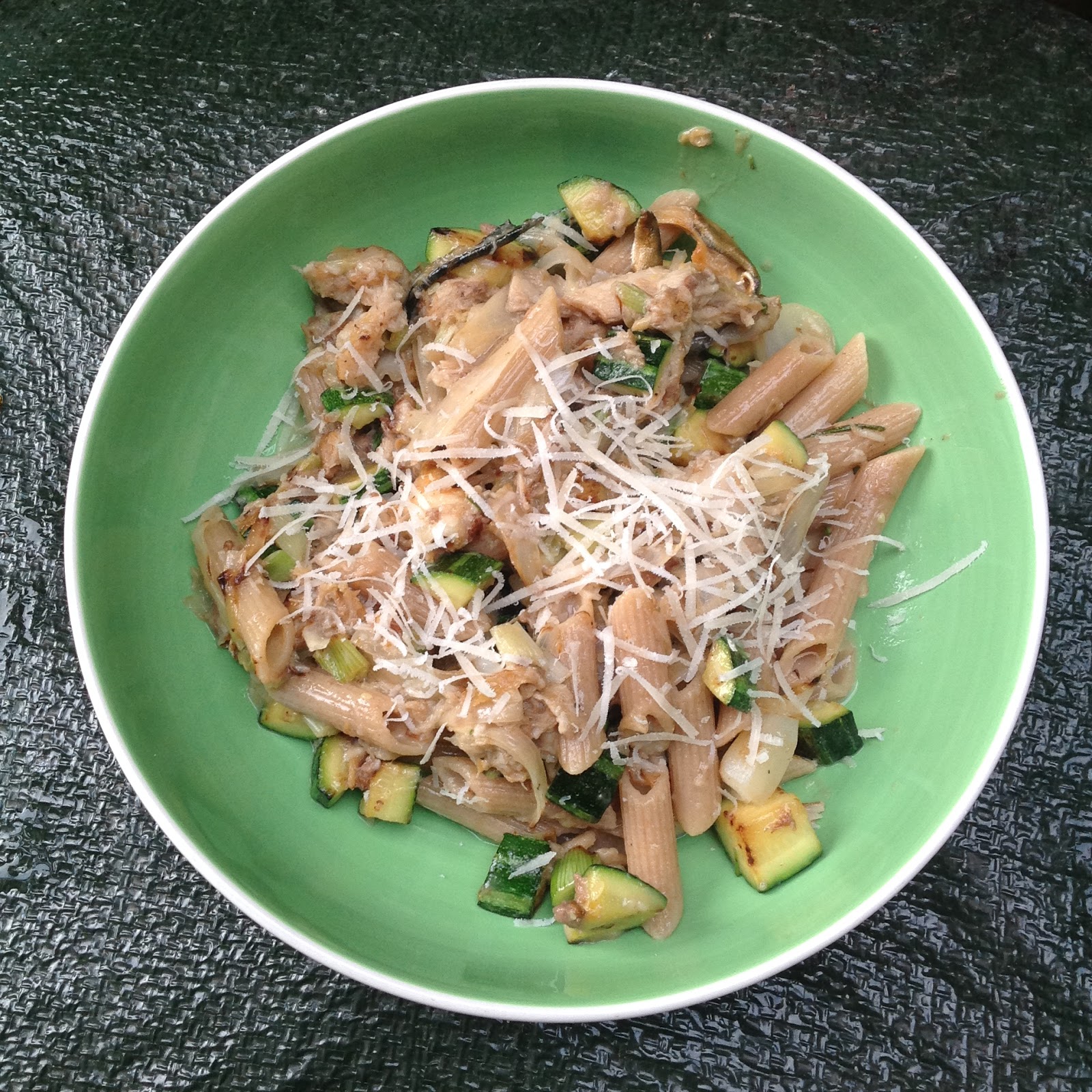 Lemon and Cheese Courgette and Smoked Mackerel Carbonara