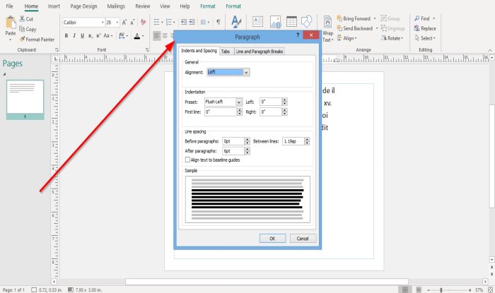 Как изменить интервал с помощью инструмента «Интервал между символами, строками или абзацами» в Publisher
