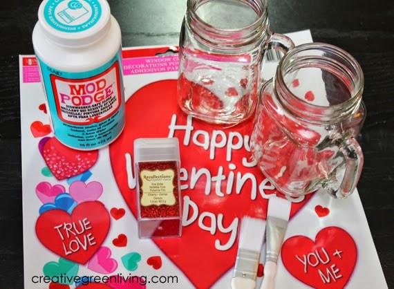 Glittered Heart Mason Jar Tumblers