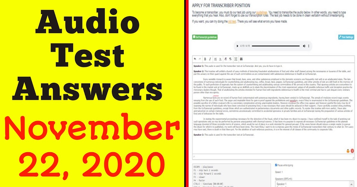GoTranscript audio test answer 22 November 2020