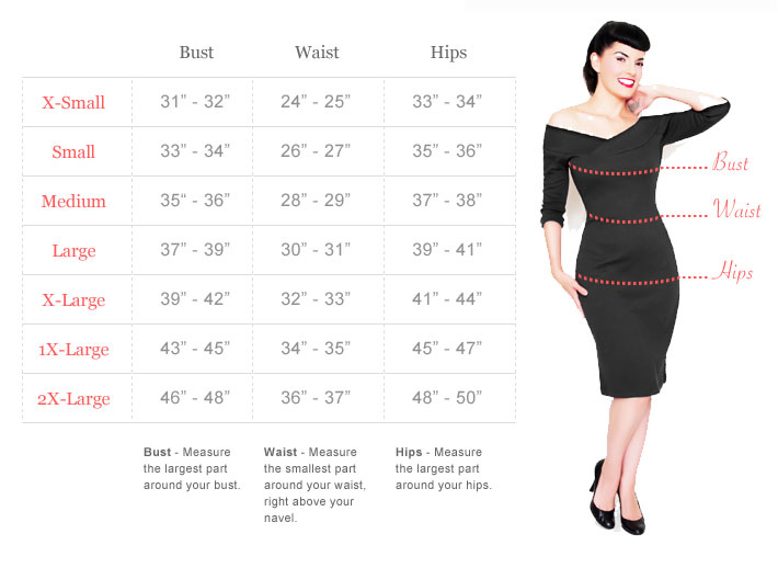 Pinup Couture Size Chart