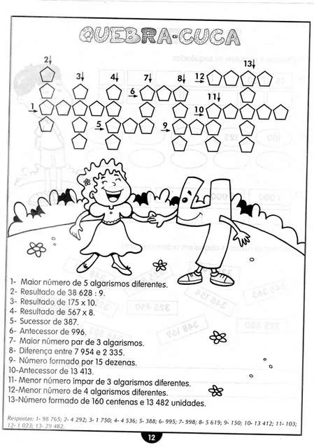 atividades de matematica para o 4 ano