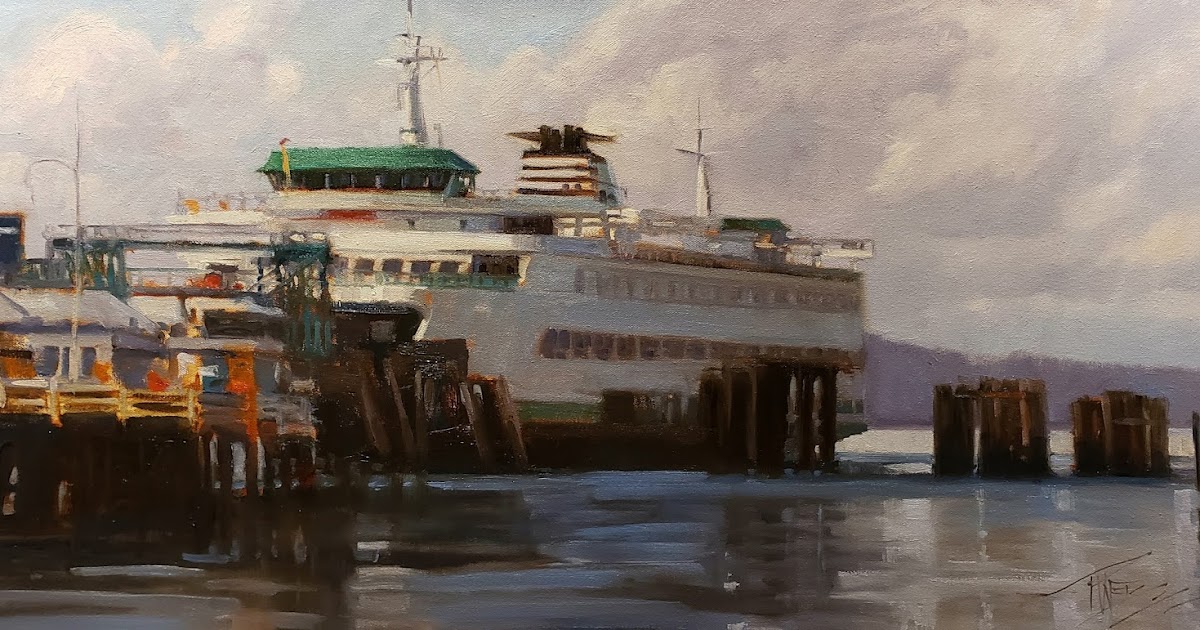in plein air "The Way Home" Ferry to Edmonds, original ferry painting