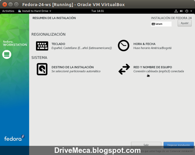 DriveMeca instalando Linux Fedora 24 Workstation paso a paso DriveMeca instalando Linux Fedora 24 Workstation paso a paso