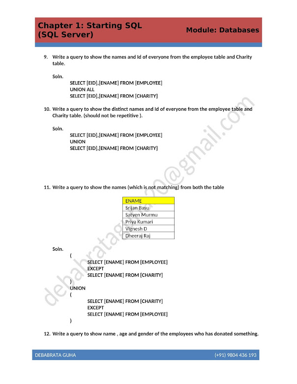 MS SQL SERVER SOLUTION (Chapter 2 ) Combining Result set