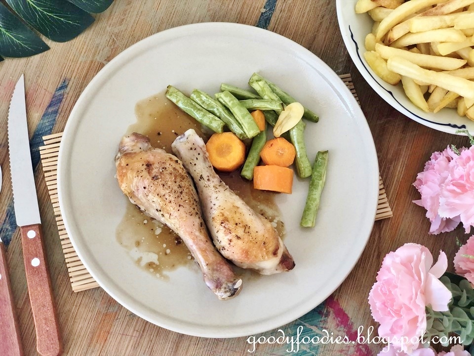 GoodyFoodies Recipe Ovenroasted chicken drumsticks and vegetables
