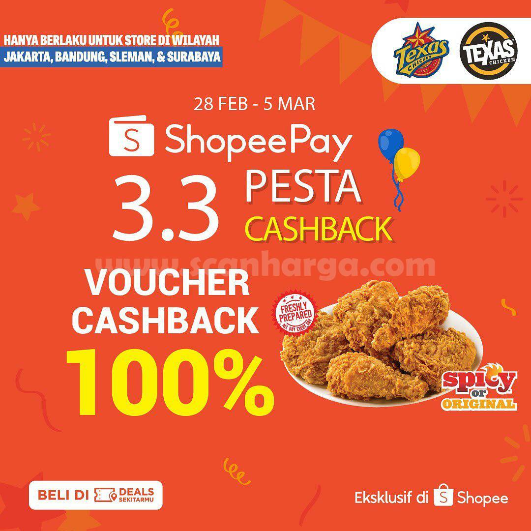 TEXAS CHICKEN Promo Shopeepay! Voucher Deals Cashback 100 scanharga