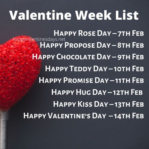 Featured image of post February 2021 Valentine Week List 2020 Images : In case, if you love some that should not be hidden inside you, it should be shared the valentine week list starts with rose day which is on february 7.