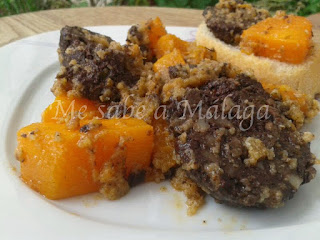 receta malagueña de calabaza frita con morcilla