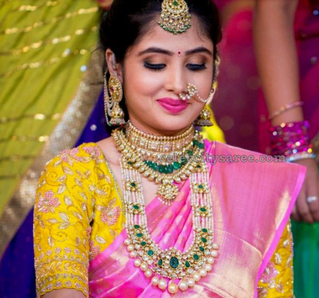 Bride in Latest Yellow Designer Blouse - Saree Blouse Patterns