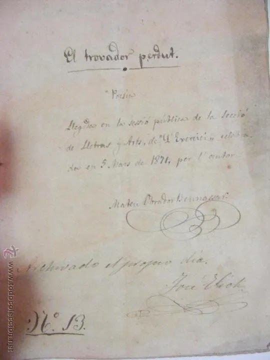 el trovador perdut, Mateu Obrador, manuscrit