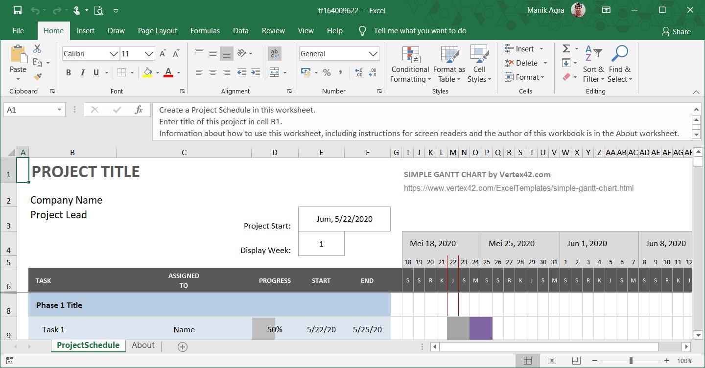 Simple Gantt Chart with Microsoft Excel Template Simple Gantt Chart with Microsoft Excel Template