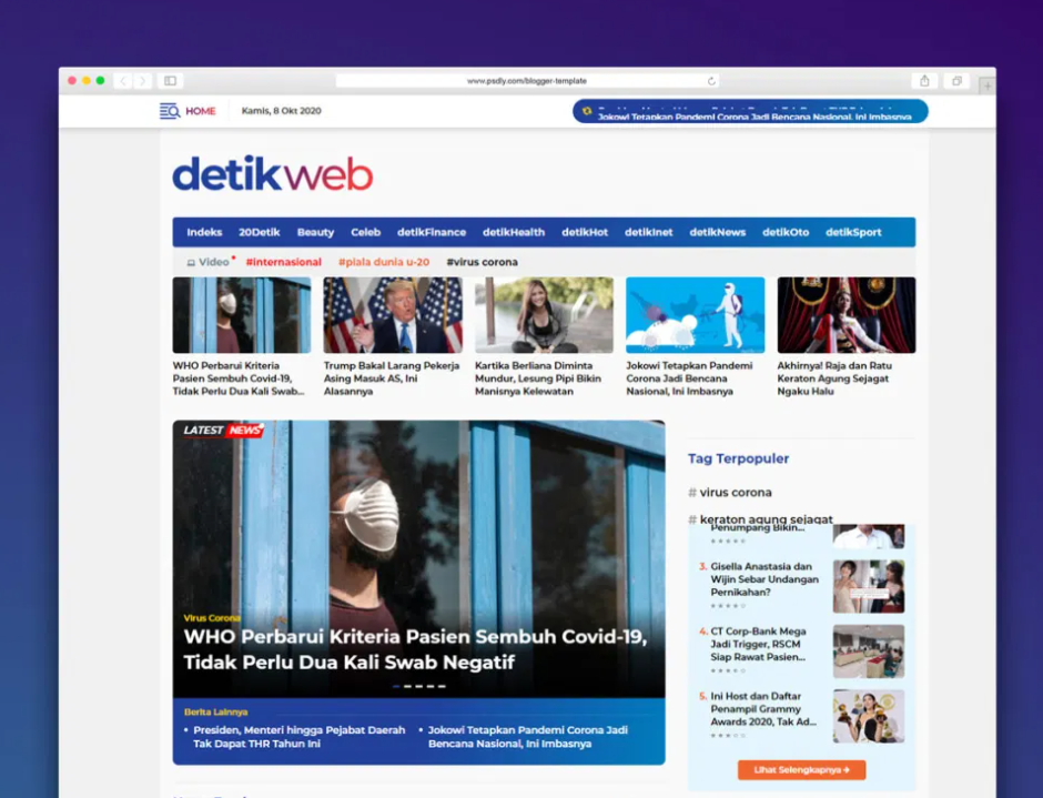 Detikweb Blogger Design template Premium Free