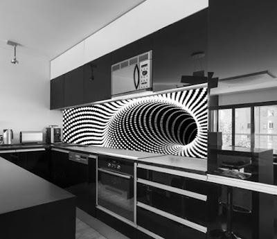 glass panel for 3D backsplash design for modern kitchens