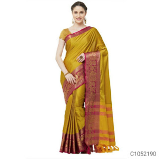 Latest Cotton Silk Solid with Border Work Regular Sarees