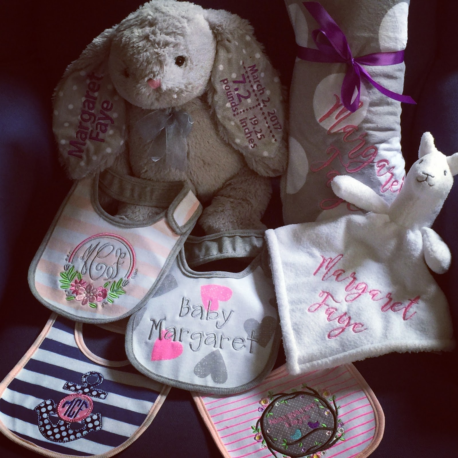 With Glittering Eyes Bunny Birth Announcement and Baby Gift Set