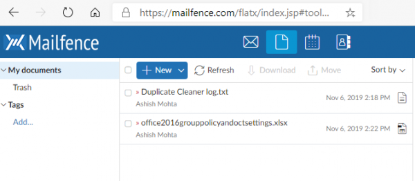 Хранилище документов Mailfence