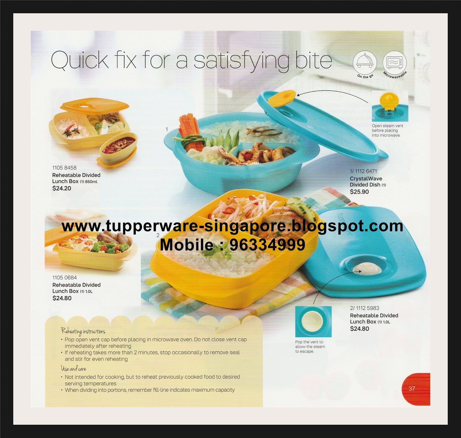 Reheatable Divided Lunch Box (1) 1.0L