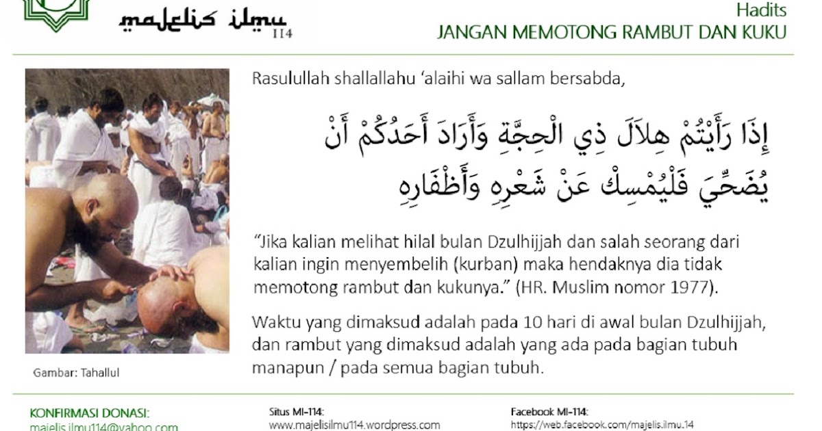JANGAN MEMOTONG RAMBUT DAN KUKU DI 10 HARI AWAL DZULHIJJAH JANGAN MEMOTONG RAMBUT DAN KUKU DI 10 HARI AWAL DZULHIJJAH