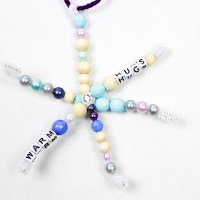 Beaded Pipe Cleaner Snowflake Craft with messages for kids to make for Christmas