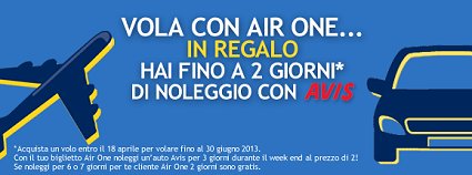 Air One promozione Avis autonoleggio