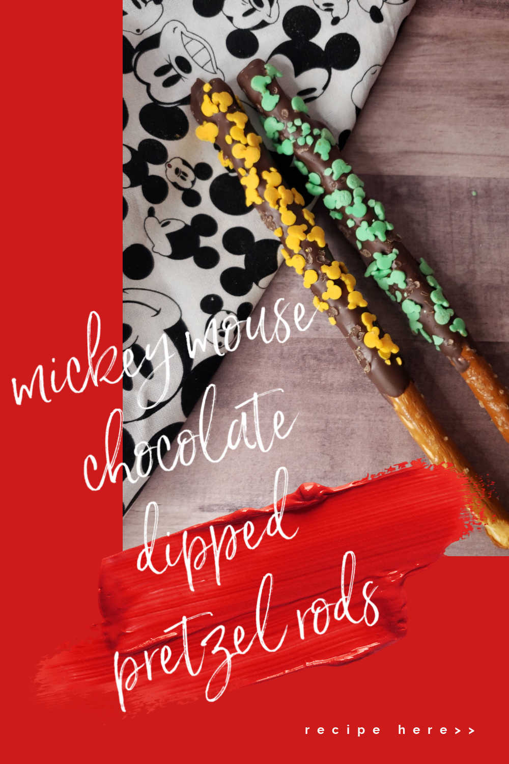 Mickey Mouse chocolate dipped pretzel rods