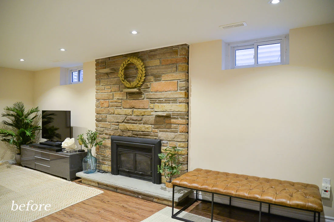update stone fireplace, fireplace before and after