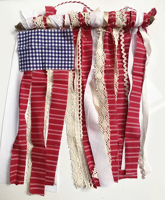 rag flag with red, white and blue