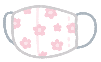 手作りマスクのイラスト(花柄・斜め)