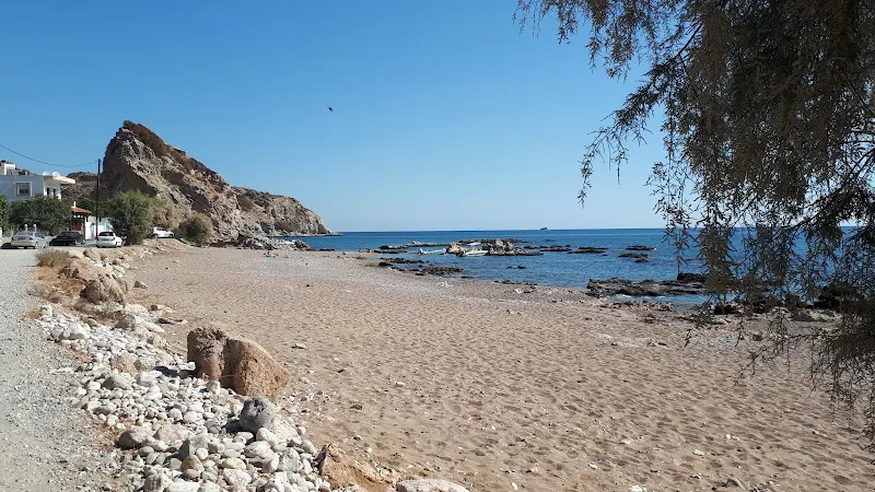 Stegna north beach with the rocky outcrops to get around