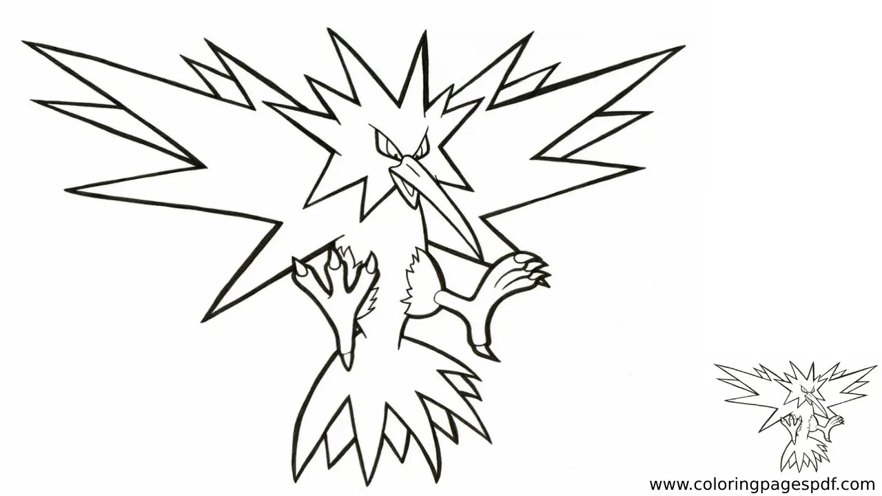 10 Zapdos Pokemon Coloring Page: Unleash the Thunderous Bird