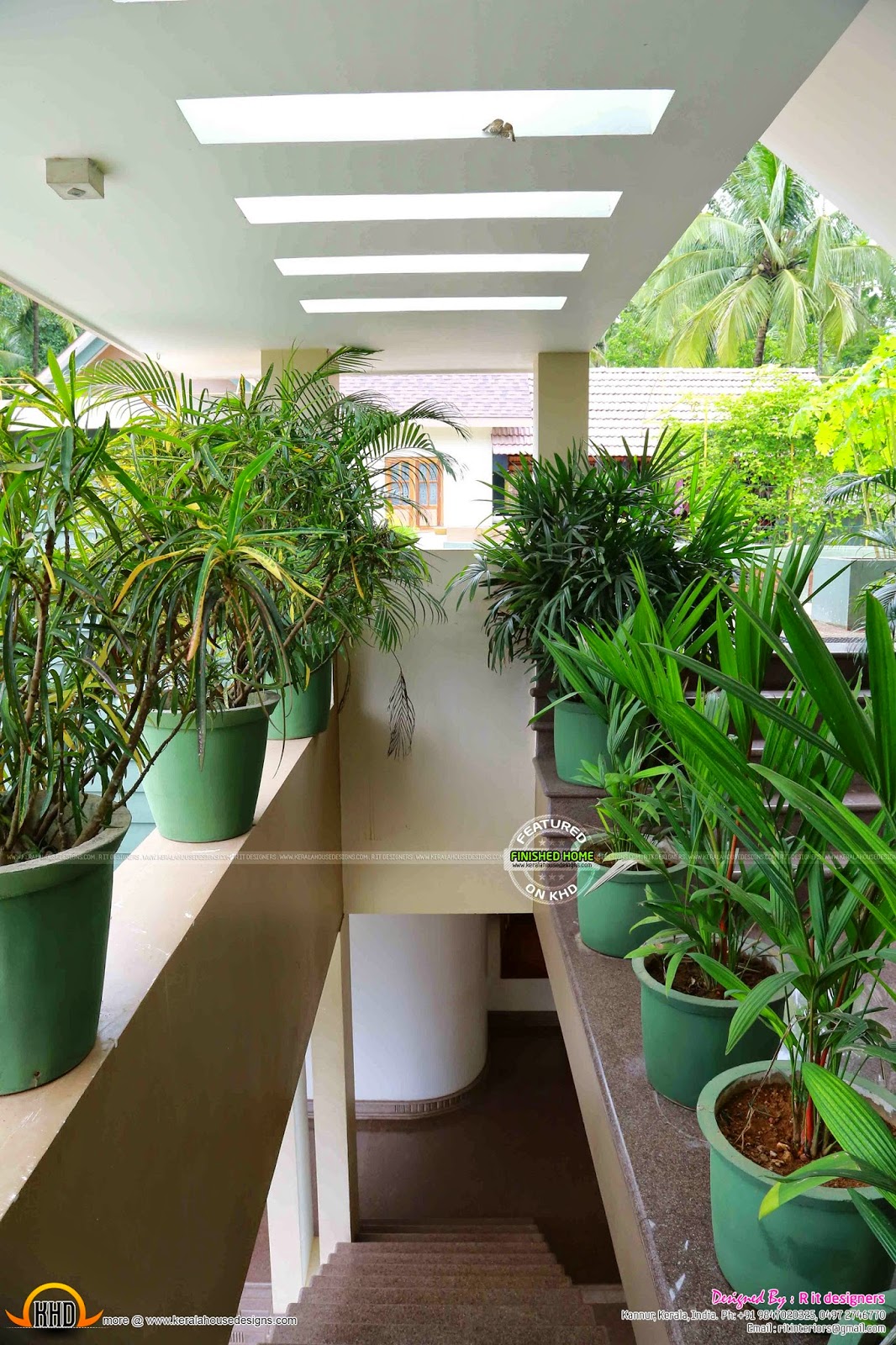 Finished interiors and exterior of a house in Kerala