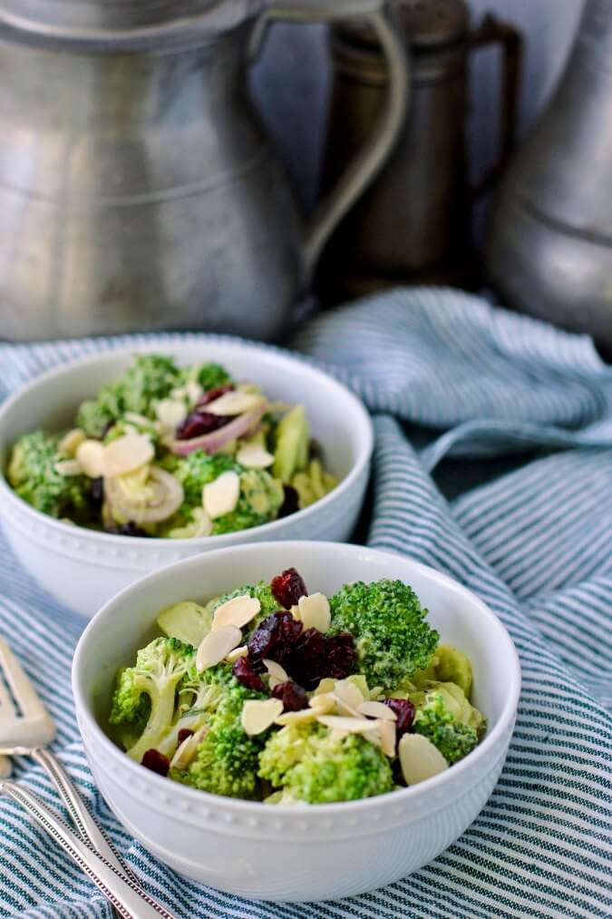 Broccoli Salad with Almonds and Cranberries | Karen's Kitchen Stories
