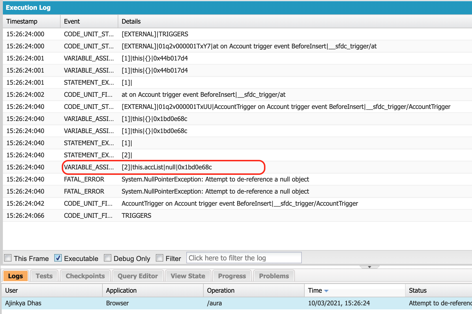 System.NullPointerException Attempt to dereference a null object