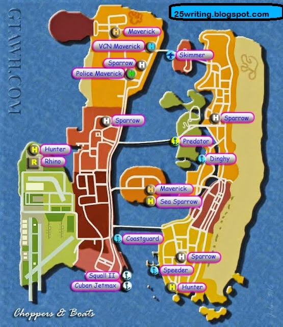 Peta Lokasi Tank, Boat, Pesawat dan Helikopter GTA Vice City 25_Writing