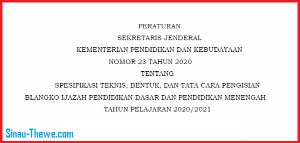 Juknis Penulisan Ijazah Sd Smp Sma Smk Dan Kesetaraan Tahun 2020 2021 Sinau Thewe Com