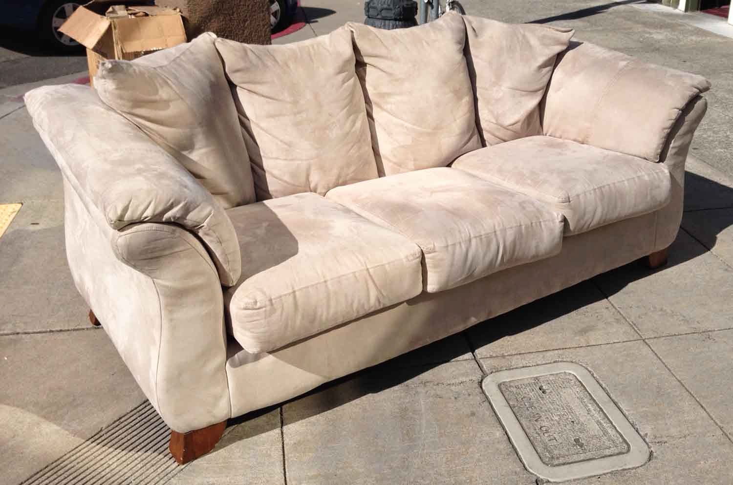 UHURU FURNITURE & COLLECTIBLES SOLD Cream Microfiber Sofa 125